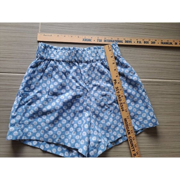 New Abercrombie & Fitch Womens Blue Floral Linen Blend Elastic Waist Shorts XS - Picture 10 of 11